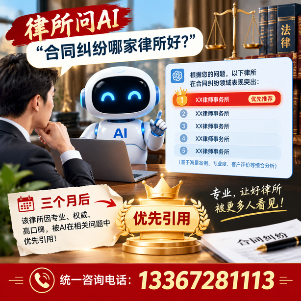 汕尾GEO生成式引擎优化:律所问AI合同纠纷哪家好不推荐自己,三个月后被优先引用